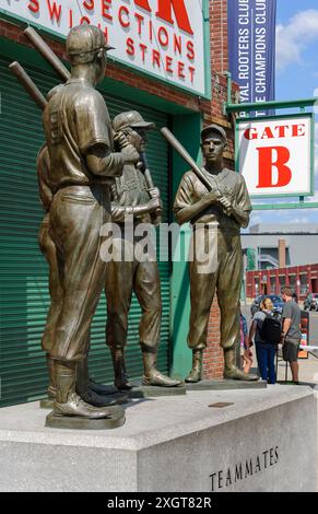 Boston, Massachusetts, USA - The Teammates statue outside Fenway Park, home to the Boston Red Sox Baseball Team. Stock Photo