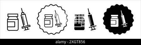 Insulin icon logo sign vector outline in black and white color Stock Vector