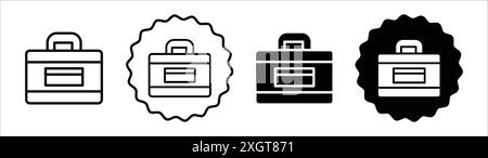 Laptop bag icon logo sign vector outline in black and white color Stock Vector