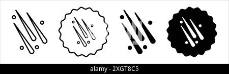 Meteor shower icon logo sign vector outline in black and white color Stock Vector