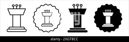 Lectern icon logo sign vector outline in black and white color Stock Vector