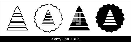 Hierarchy pyramid icon logo sign vector outline in black and white color Stock Vector