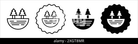 Lake icon logo sign vector outline in black and white color Stock Vector