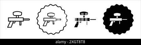 Paintball icon logo sign vector outline in black and white color Stock Vector