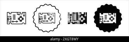 PCB icon logo sign vector outline in black and white color Stock Vector