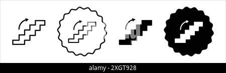 Next steps icon logo sign vector outline in black and white color Stock Vector