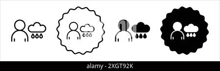 Mental disorder icon logo sign vector outline in black and white color Stock Vector