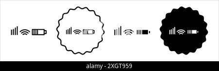 Status bar icon logo sign vector outline in black and white color Stock Vector
