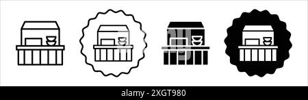 Stall icon logo sign vector outline in black and white color Stock Vector