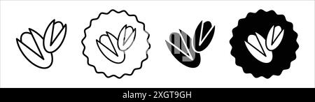 Pistachio icon logo sign vector outline in black and white color Stock Vector