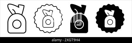 Trash bag icon logo sign vector outline in black and white color Stock Vector
