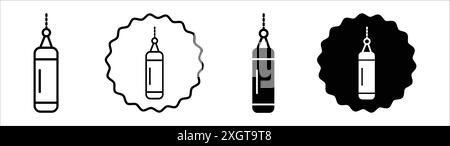 Punching bag icon logo sign vector outline in black and white color Stock Vector