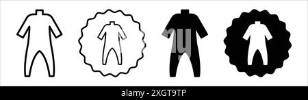 Wetsuit icon logo sign vector outline in black and white color Stock Vector