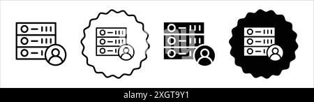 Shared hosting icon logo sign vector outline in black and white color Stock Vector