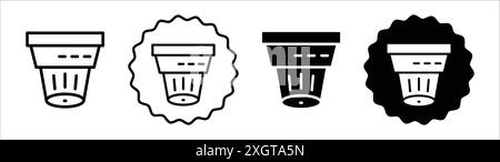 Smoke detector icon logo sign vector outline in black and white color Stock Vector
