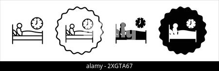 Sleep deprivation icon logo sign vector outline in black and white color Stock Vector