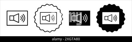 Soundproofing walls icon logo sign vector outline in black and white color Stock Vector