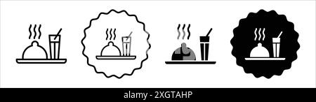 Tray of food icon logo sign vector outline in black and white color Stock Vector