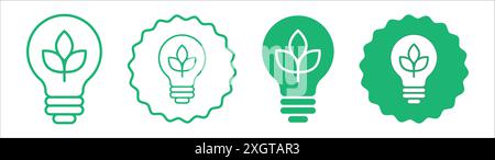 Sustainable ecological energy icon logo sign vector outline in black and white color Stock Vector