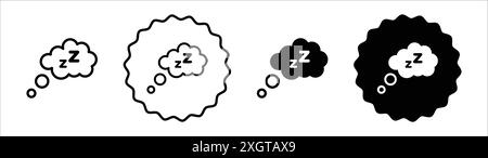 Zzz icon logo sign vector outline in black and white color Stock Vector