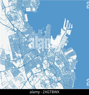 Map of Dammam in Saudi Arabia in grayscale. Contains layered vector ...