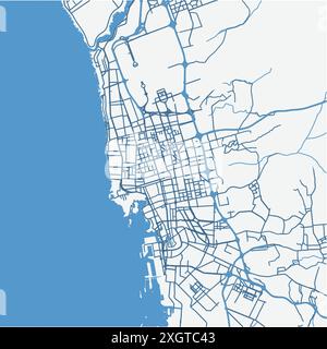 Map of Jeddah in Saudi Arabia in a sandy theme. Contains layered vector ...