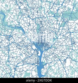 District of Columbia or Washington DC map red outline border. Vector ...