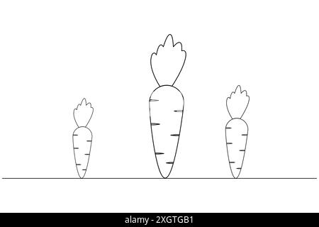 Carrot continuous one line drawing of isolated outline vector art illustration Stock Vector