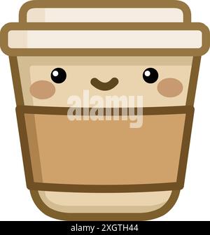 Smiling coffee cup in a kawaii style Stock Vector