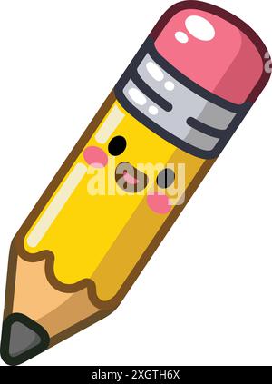 Cute pencil in a kawaii style Stock Vector