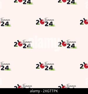 Vector seamless pattern with racket and ping pong ball. Summer 2024. Endless background for banners and posters Stock Vector