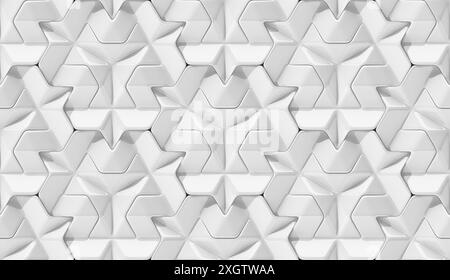 This image features a seamless 3D geometric pattern, perfect for use as a modern and stylish wallpaper design The monochrome color scheme adds a sophi Stock Photo