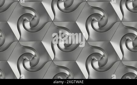 3d wooden spiral panels, hexagon, eco panels natural background Stock Photo