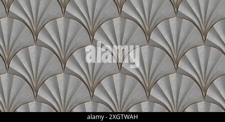 3d tiles in the form of white fan glossy plastic material Stock Photo