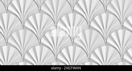 3d tiles in the form of white fan glossy plastic material Stock Photo
