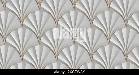 3d tiles in the form of white fan glossy plastic material Stock Photo