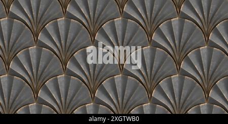 3d tiles in the form of white fan glossy plastic material Stock Photo