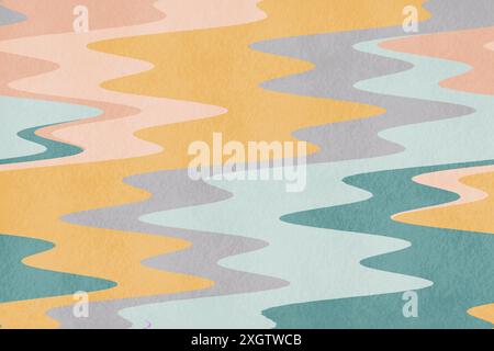 An artistic abstract background featuring wavy patterns in soft pastel colors including pink, orange, gray, and blue, perfect for various creative pro Stock Photo