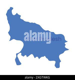 Uttar Pradesh State Map Vector Icon. India Uttar Pradesh Province State icon. Uttar Pradesh Map Stock Vector