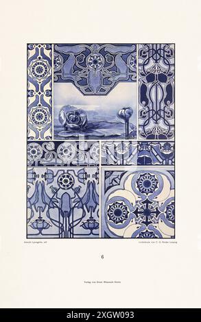 Vintage floral design in Art Nouveau style. Illustration from a German book from the 1800s. Stock Photo