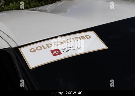 Noblesville - July 7, 2024: Toyota Gold Certified Used Vehicle logo ...
