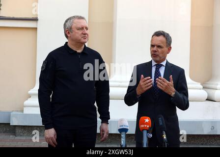 Minister of Foreign Affairs of Ukraine Andriy Sybiha speaks to the ...