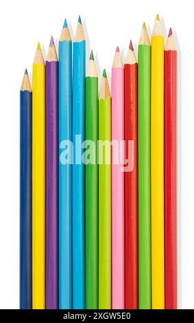 Group of Colored pencils with shadow isolated on white background Stock Photo