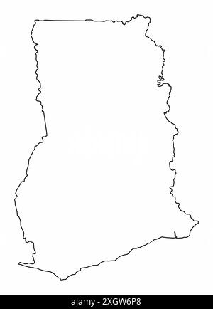 Ghana outline map isolated on white background Stock Vector