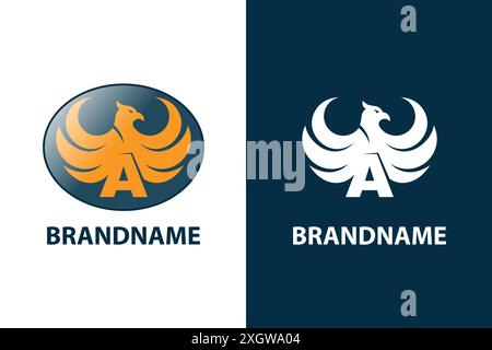 Letter A logo for brand with winged eagle design concept. Logo combination of letter A and eagle. Stock Vector