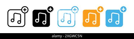 Add music icon logo sign vector outline in black and white color Stock Vector
