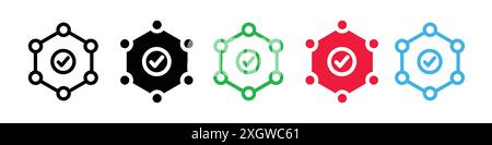 Antioxidant icon logo sign vector outline in black and white color Stock Vector