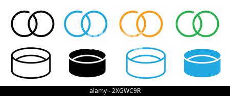 Cake ring icon logo sign vector outline in black and white color Stock Vector