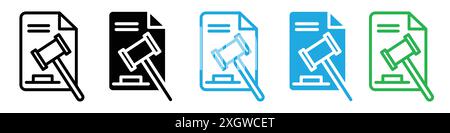 Court decision icon logo sign vector outline in black and white color Stock Vector