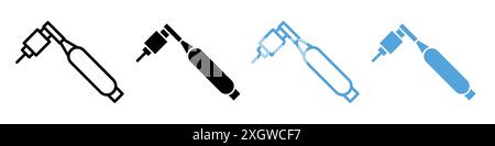 Dental nozzle drill icon logo sign vector outline in black and white color Stock Vector